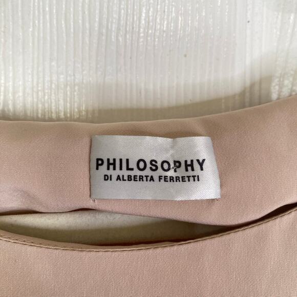 ALBERTA FERRETTI Pink Nude Shift Dress Long Sleeve Simple Office Size 2 - Picture 4 of 9